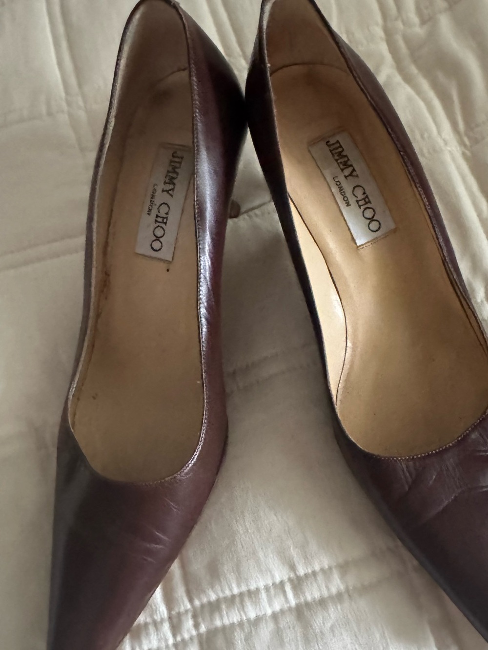 Jimmy Choo Brown Leather Pointed-Toe Heels